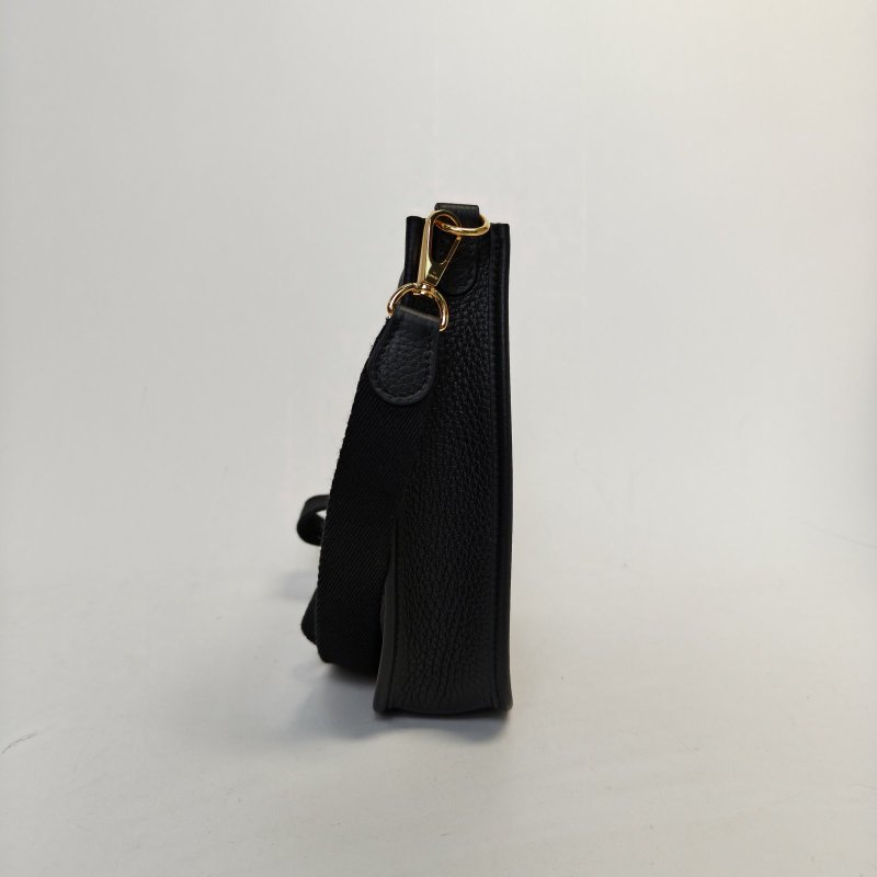 HERMES EvelyneMini1689黑色TC皮B刻金扣肩背包-1