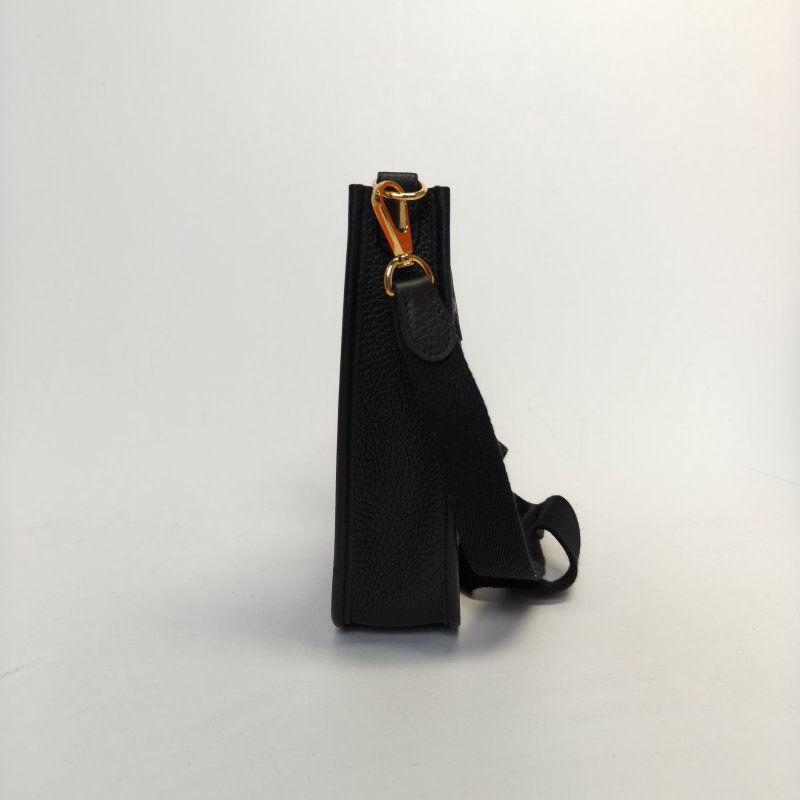 HERMES EvelyneMini1689黑色TC皮B刻金扣肩背包-3