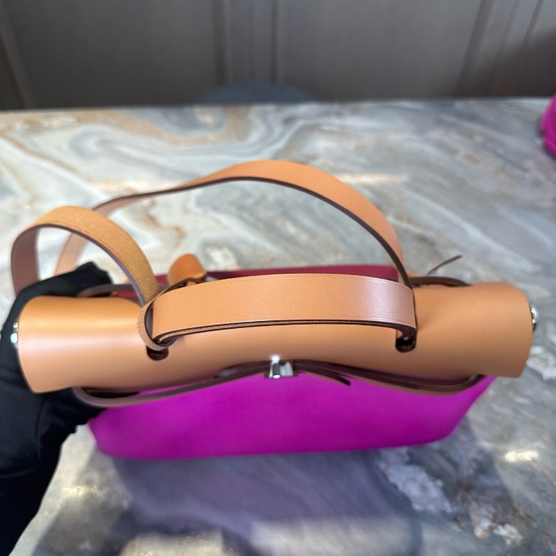 Hermes/愛馬仕 herbag31 火龍果拼紅棕銀扣 肩背包手提包-5