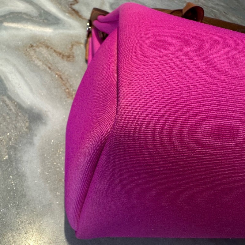 Hermes/愛馬仕 herbag31 火龍果拼紅棕銀扣 肩背包手提包-10