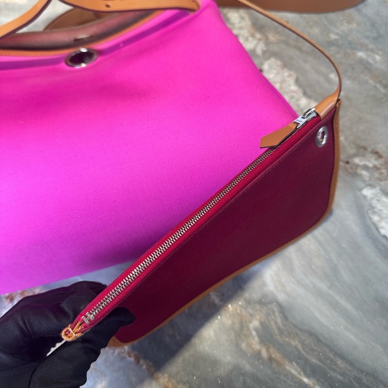 Hermes/愛馬仕 herbag31 火龍果拼紅棕銀扣 肩背包手提包-14