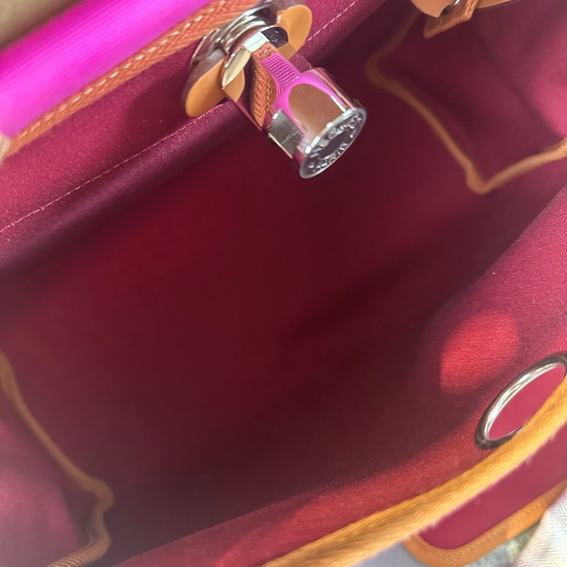 Hermes/愛馬仕 herbag31 火龍果拼紅棕銀扣 肩背包手提包-17