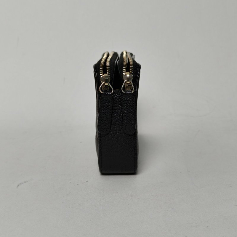 CHANEL Leboy相機包雙層拉鏈18黑色荔枝牛皮25開金扣肩背包-1