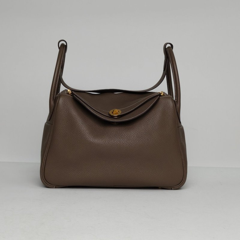 HERMES Lindy3018大象灰TC皮A刻金扣肩背包-0