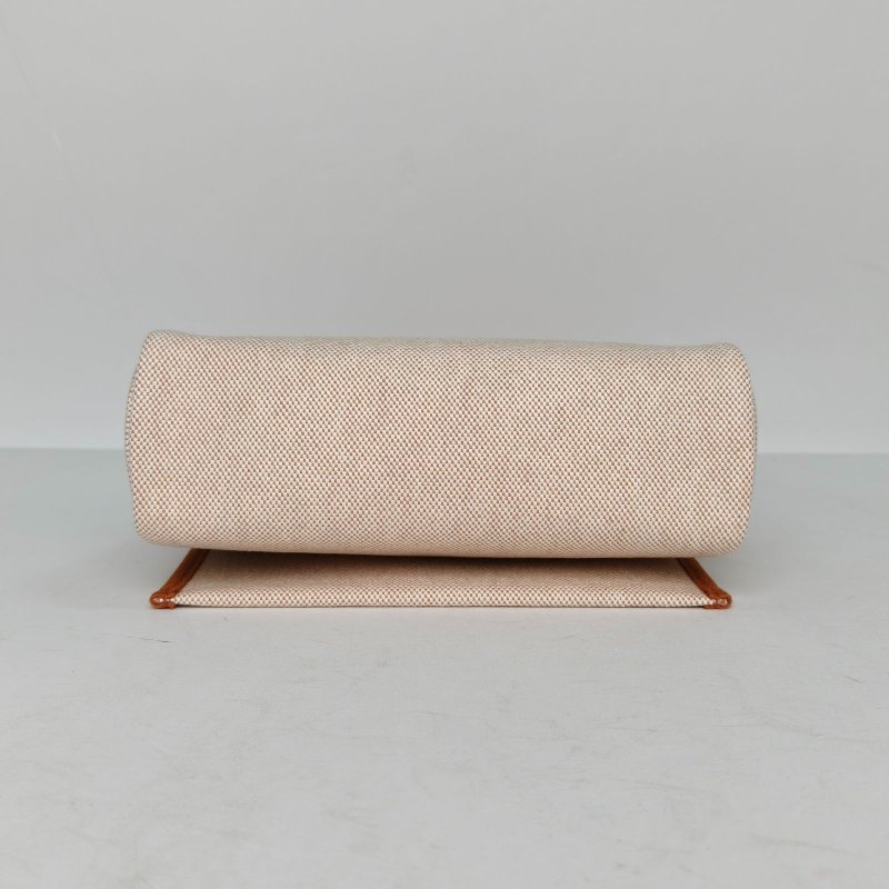 HERMES HerbagZip20帆布拼牛皮14米色拼34黃褐色帆布/Hunter牛皮K2025銀扣肩背包-4