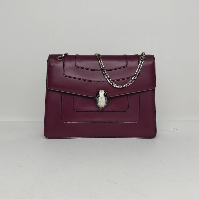 BVLGARI 紫色牛皮蛇頭包方板30肩背包-0