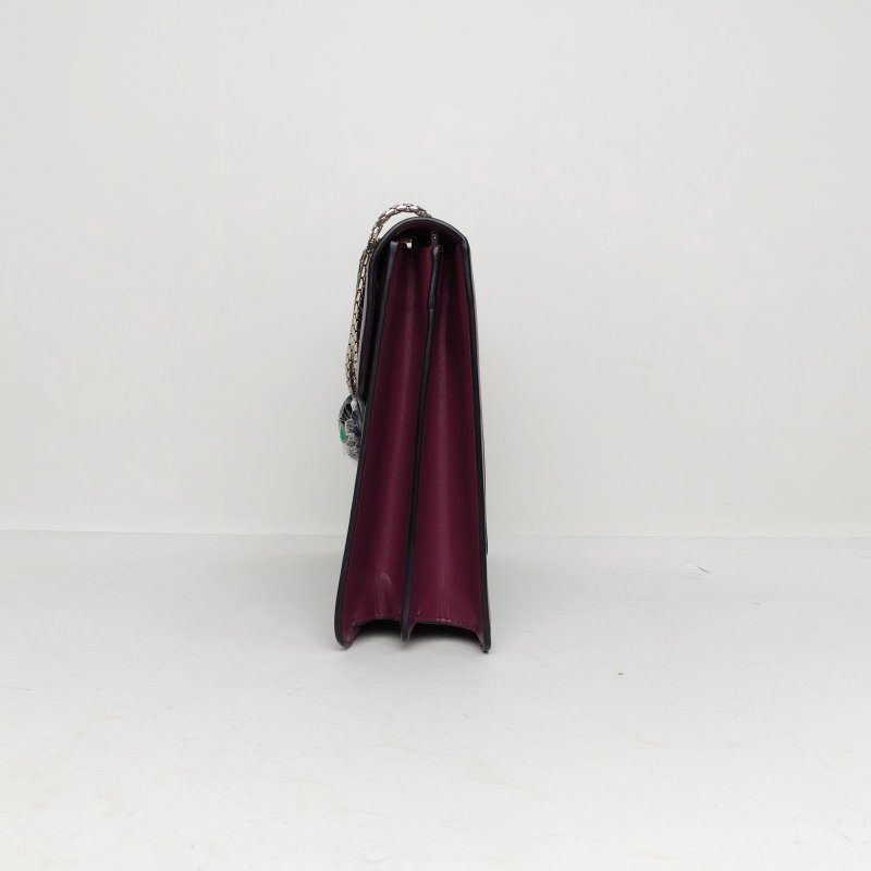 BVLGARI 紫色牛皮蛇頭包方板30肩背包-1