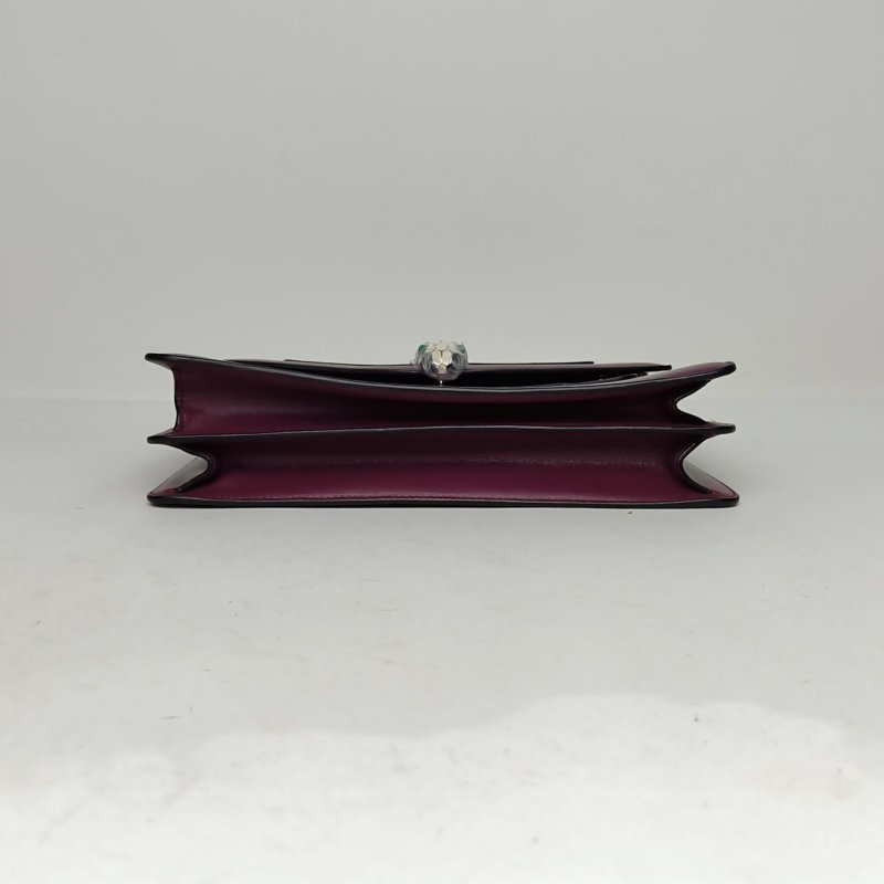 BVLGARI 紫色牛皮蛇頭包方板30肩背包-4