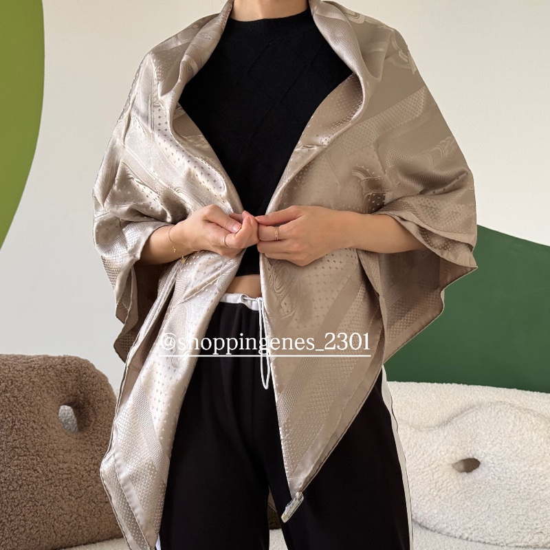 愛馬仕 Hermes 全新品 全真絲 140大方巾 披肩-0