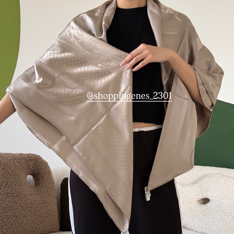 愛馬仕 Hermes 全新品 全真絲 140大方巾 披肩-1
