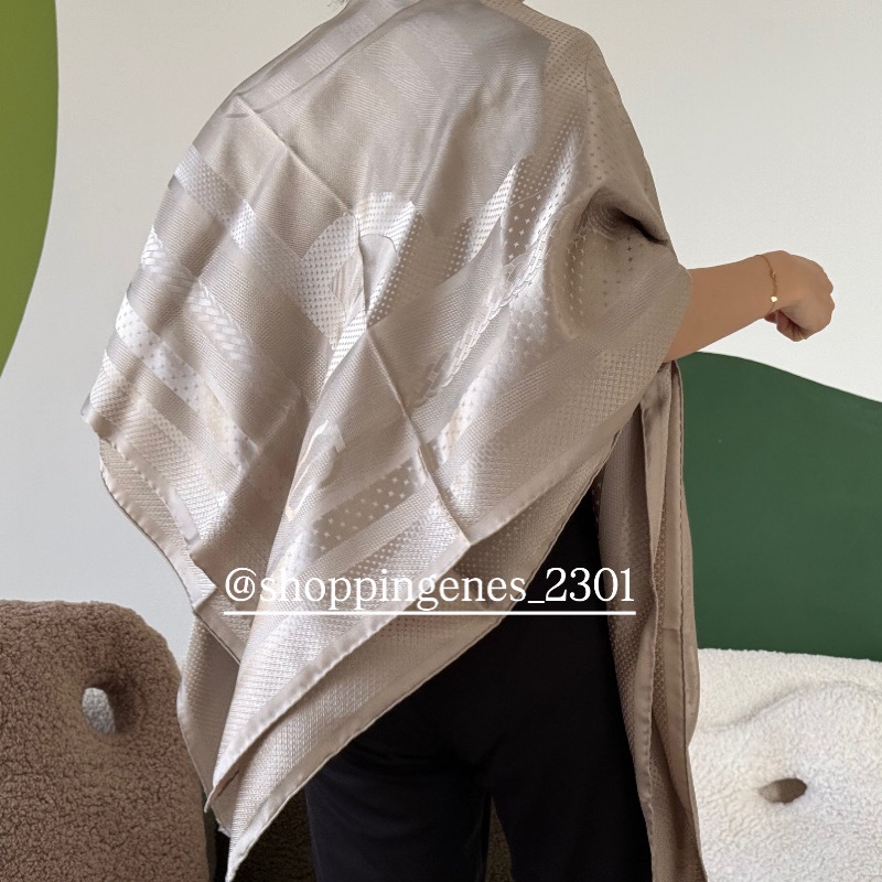 愛馬仕 Hermes 全新品 全真絲 140大方巾 披肩-4