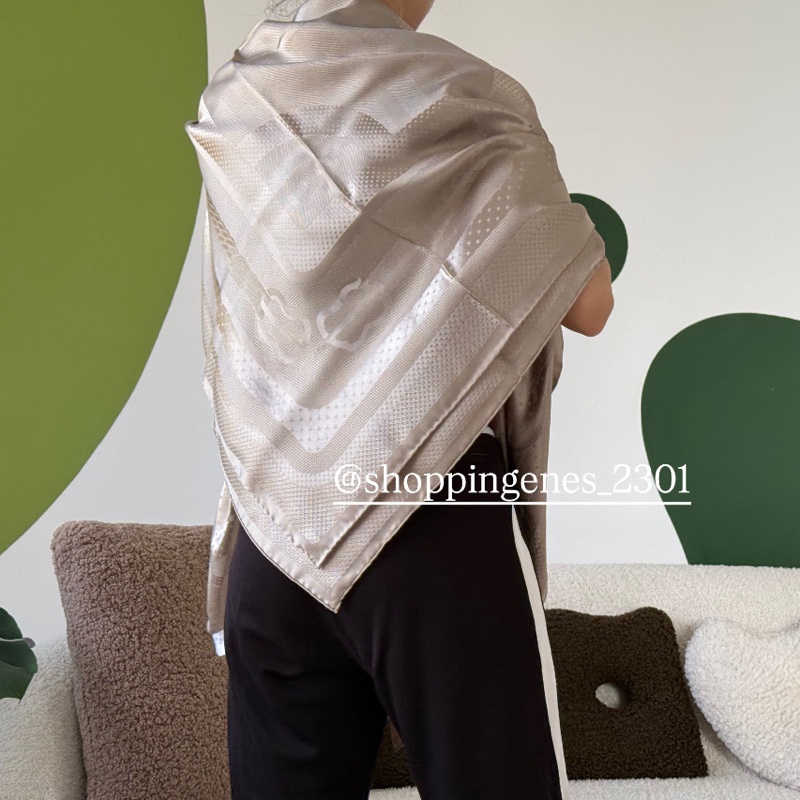 愛馬仕 Hermes 全新品 全真絲 140大方巾 披肩-5