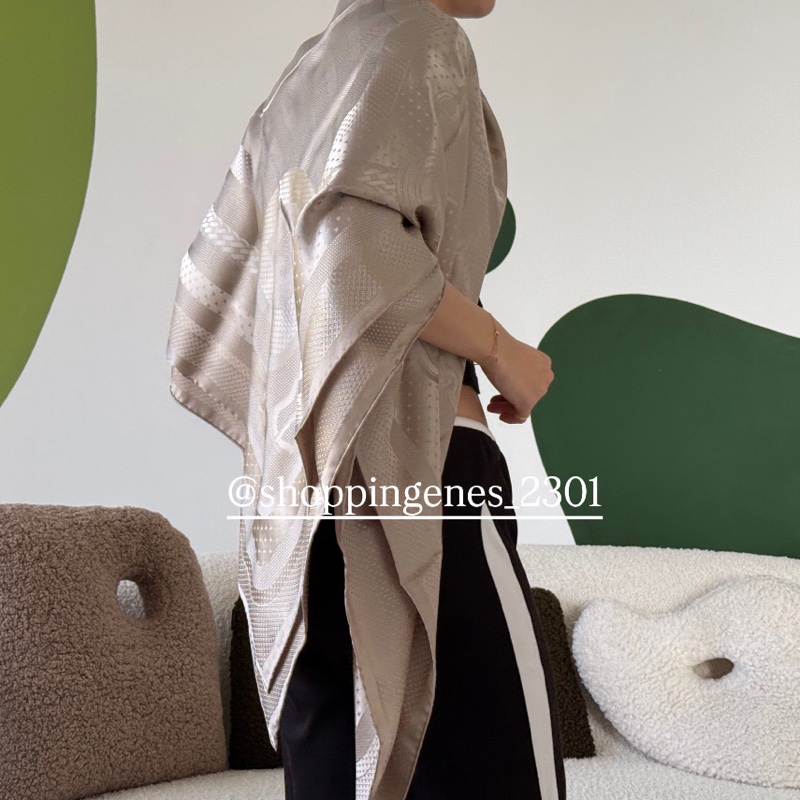 愛馬仕 Hermes 全新品 全真絲 140大方巾 披肩-6