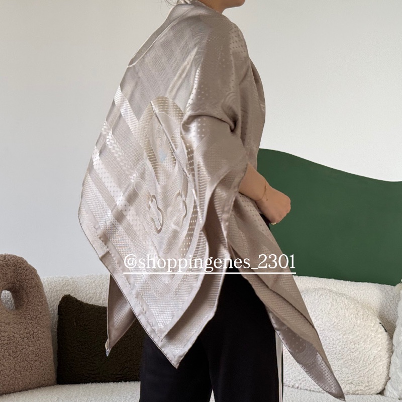 愛馬仕 Hermes 全新品 全真絲 140大方巾 披肩-7