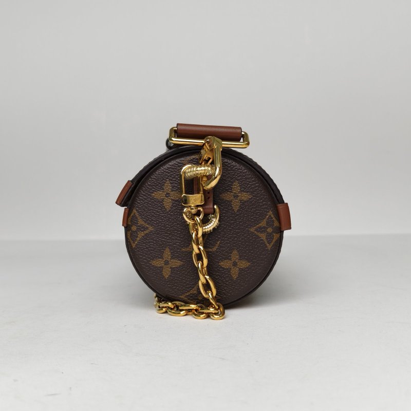LOUIS VUITTON PAPILLON巴比龍TRUNK鏈條圓桶包老花PVC晶片肩背包-1