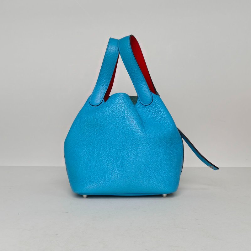 HERMES Picotin18菜籃子3P馬卡龍TC皮C刻銀扣肩背包-0