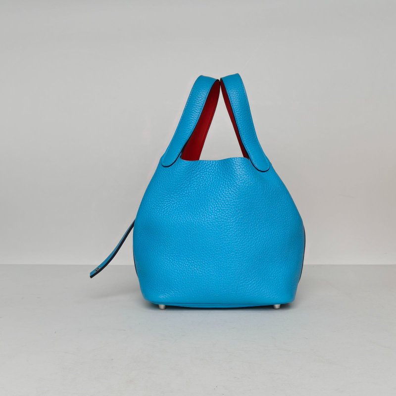 HERMES Picotin18菜籃子3P馬卡龍TC皮C刻銀扣肩背包-2