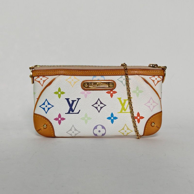 LOUIS VUITTON 中古mini麻將包白三彩PVC金扣2012肩背包-2