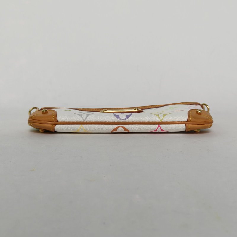 LOUIS VUITTON 中古mini麻將包白三彩PVC金扣2012肩背包-4