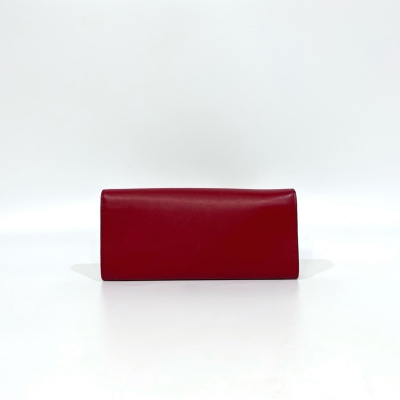 TODS紅色小牛皮銀釦小logo長夾-3