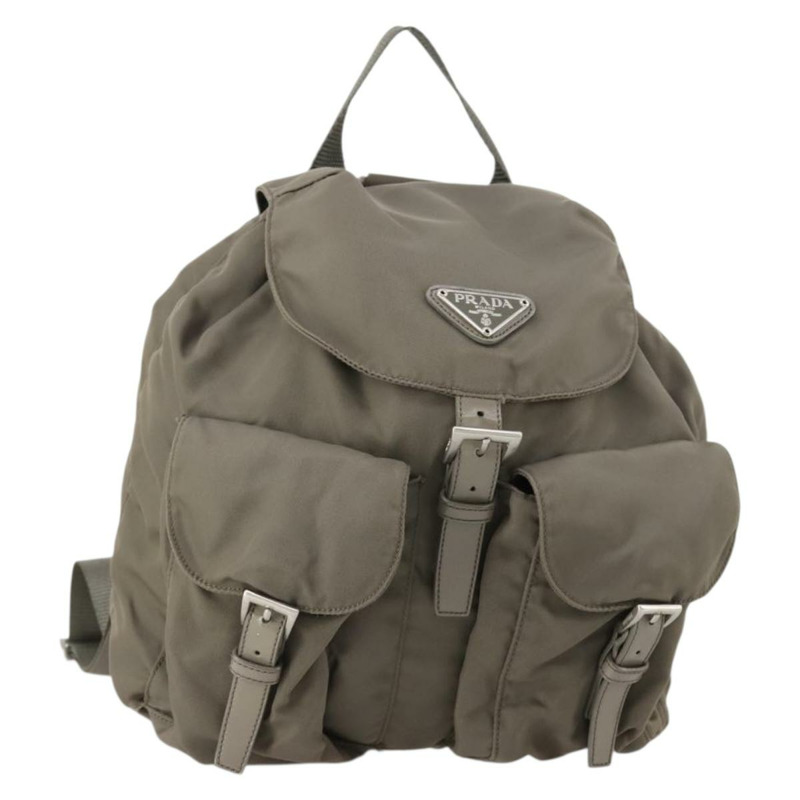 【日本直送】PRADA 雙肩包 尼龍 灰色 銀色 Auth bs30075-0
