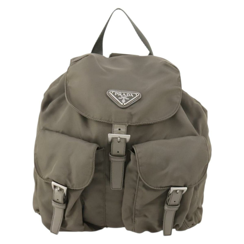 【日本直送】PRADA 雙肩包 尼龍 灰色 銀色 Auth bs30075-12