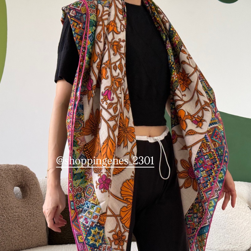 愛馬仕 Hermes 全新品 喀什米爾 140 大方巾 披肩 花豹與蜂鳥-0