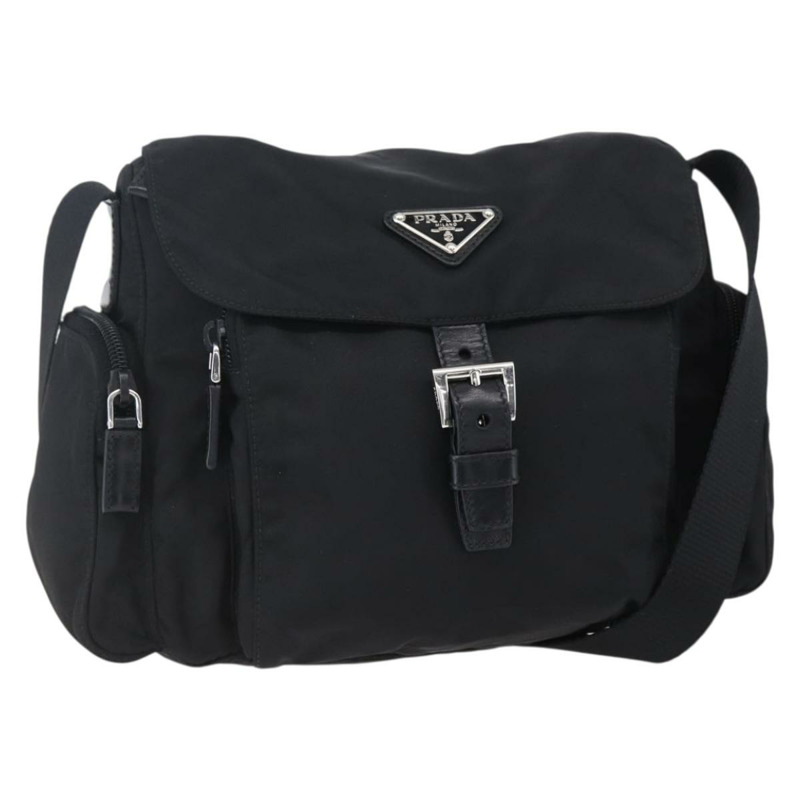 【日本直送】PRADA 尼龍黑色銀色單肩包 Auth 148792V-0