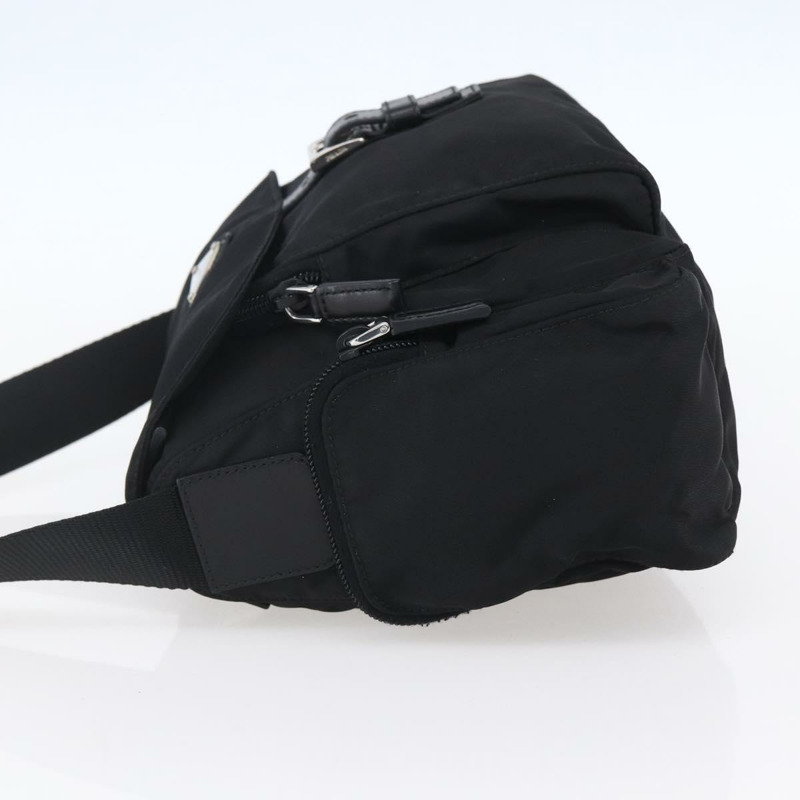 【日本直送】PRADA 尼龍黑色銀色單肩包 Auth 148792V-2