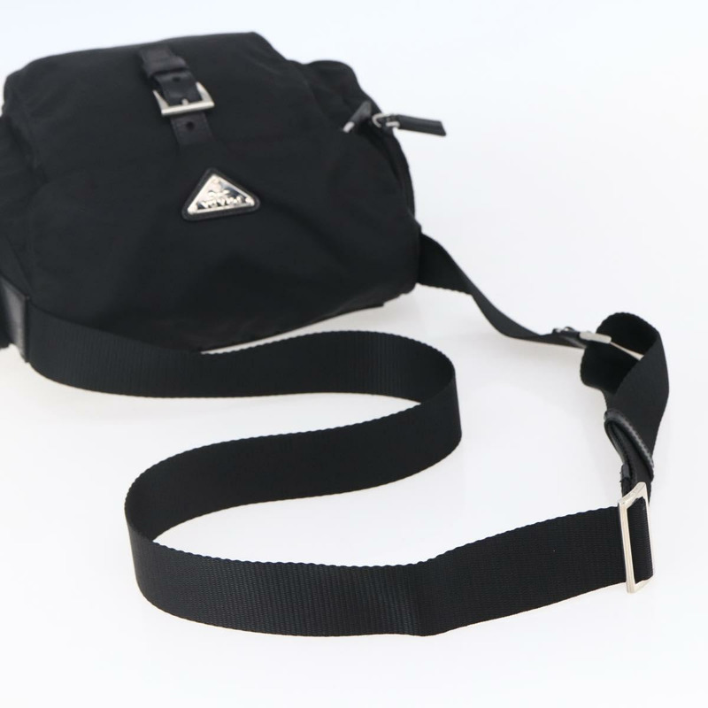 【日本直送】PRADA 尼龍黑色銀色單肩包 Auth 148792V-6