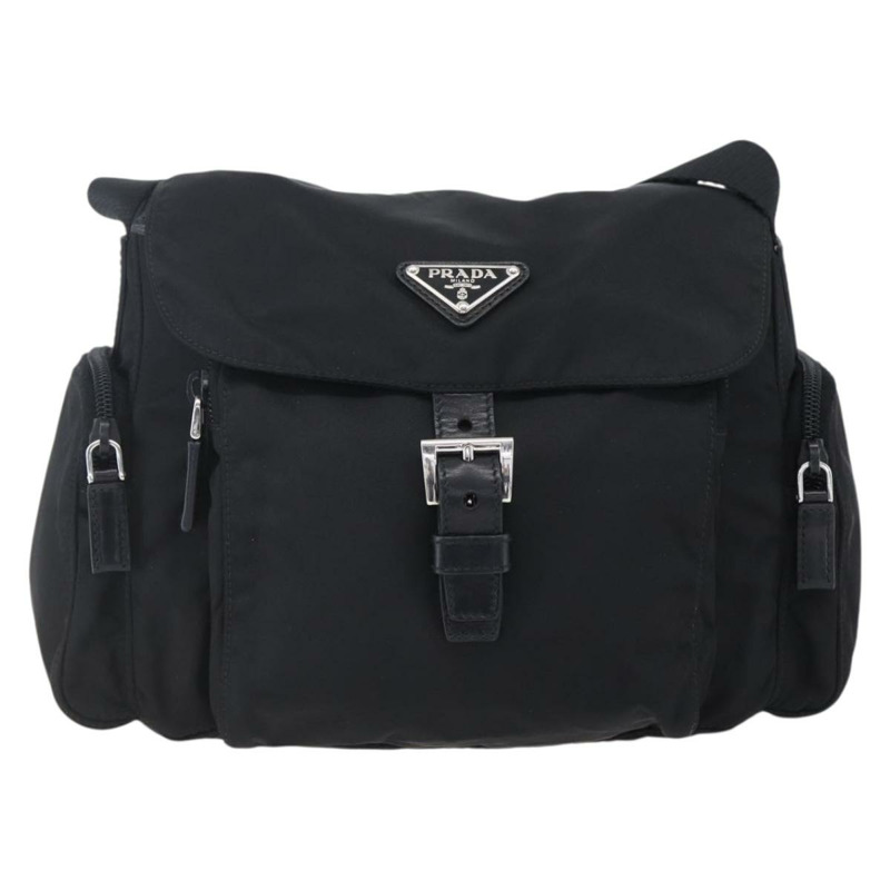 【日本直送】PRADA 尼龍黑色銀色單肩包 Auth 148792V-12