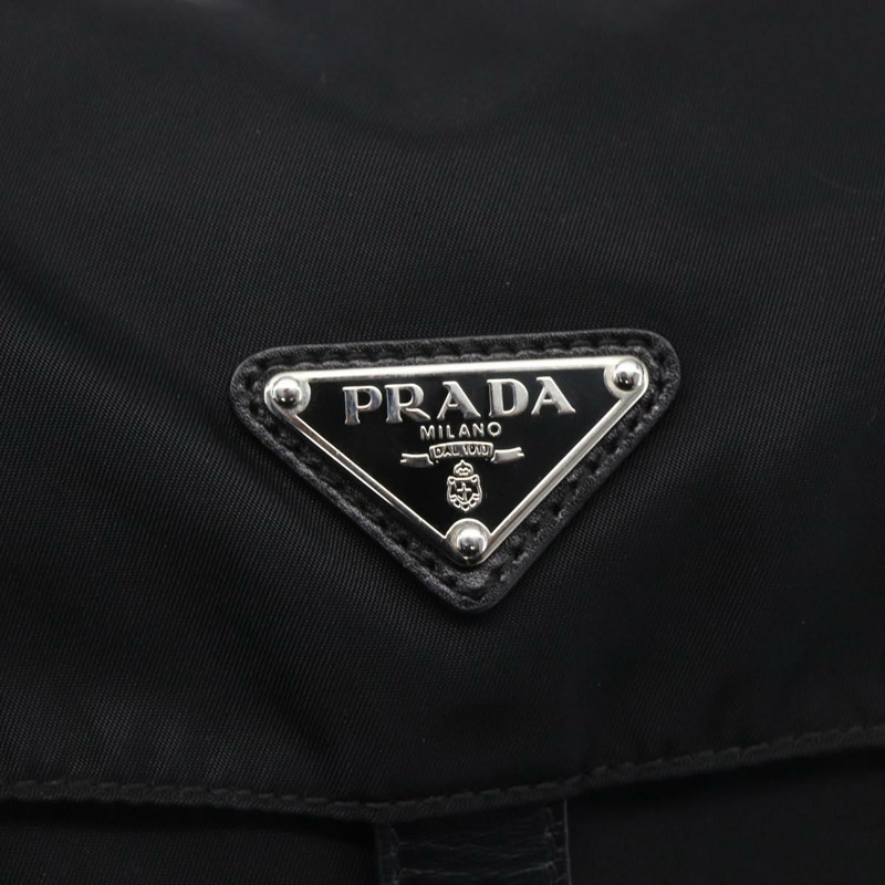 【日本直送】PRADA 尼龍黑色銀色單肩包 Auth 148792V-17