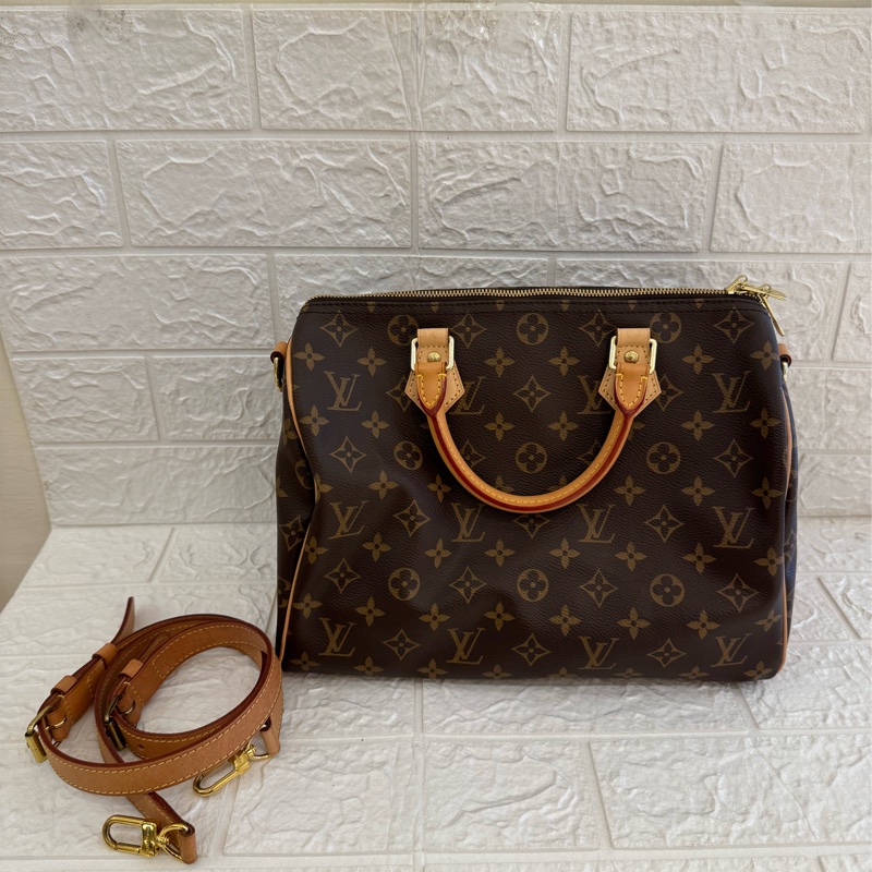 LV花紋speedy30背帶款-0