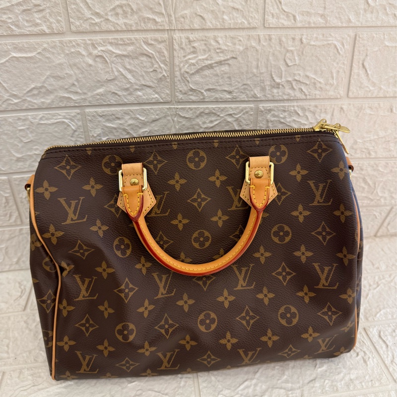 LV花紋speedy30背帶款-1