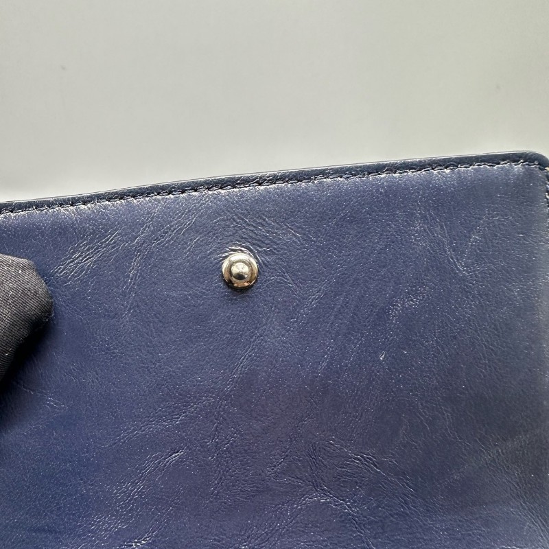 Dior mini盾牌包 深藍銀扣油蠟皮 斜背包-17
