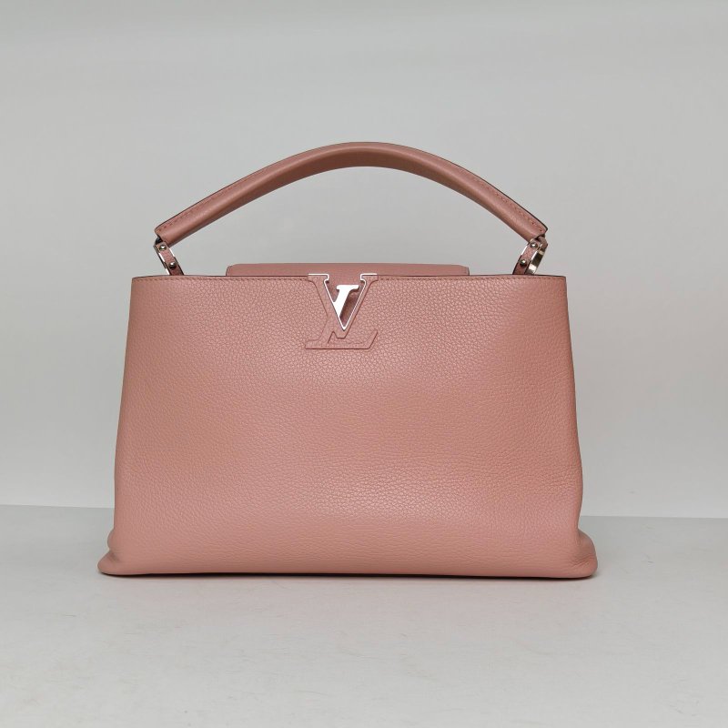 LOUIS VUITTON Capucines中號36粉色牛皮銀扣2015肩背包-0