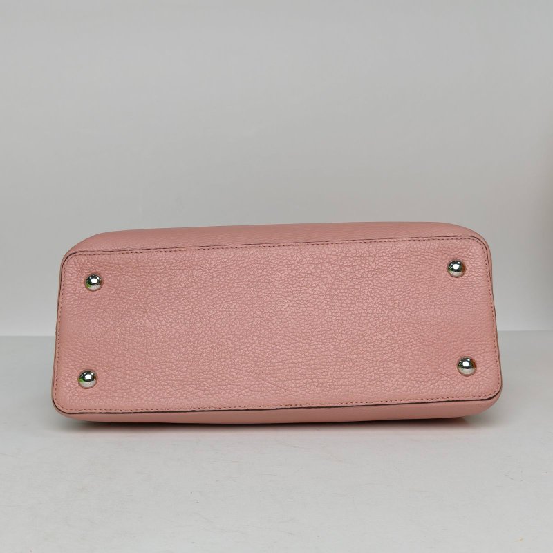 LOUIS VUITTON Capucines中號36粉色牛皮銀扣2015肩背包-4