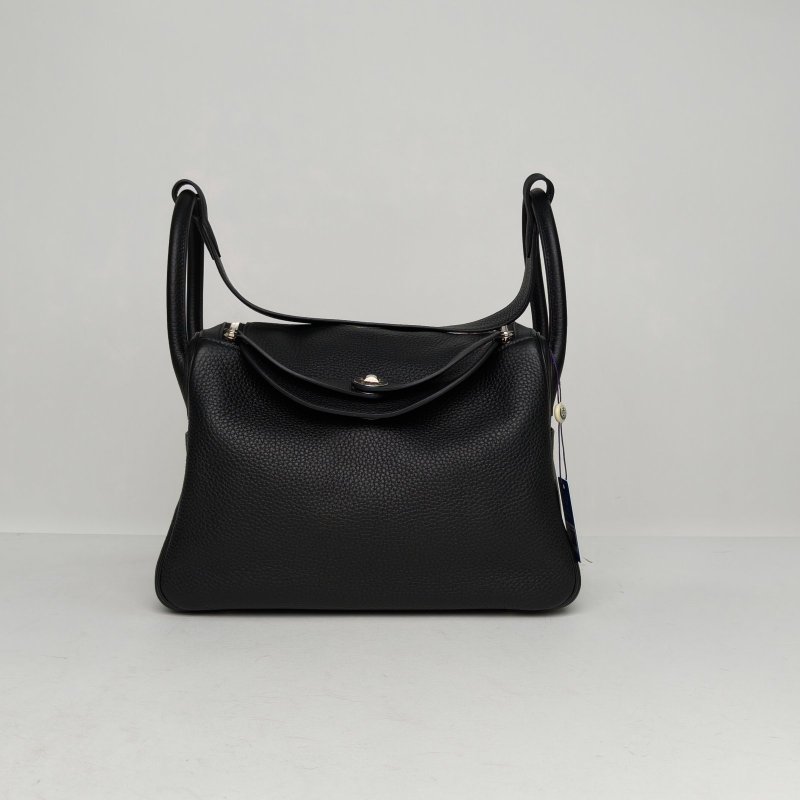 HERMES Lindy3089黑色TC皮U刻銀扣肩背包-0