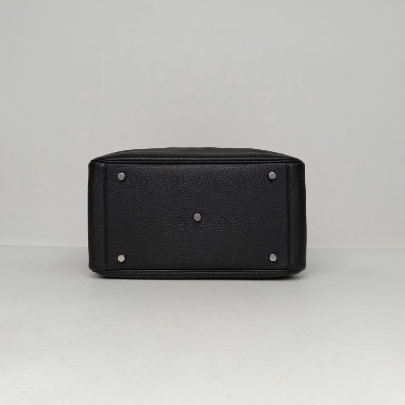 HERMES Lindy3089黑色TC皮U刻銀扣肩背包-4