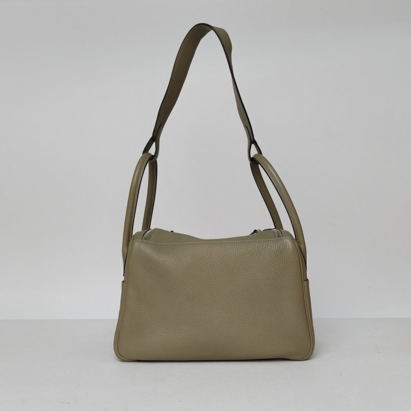 HERMES Lindy26Q1鼠尾草綠TC皮Z刻銀扣肩背包-2