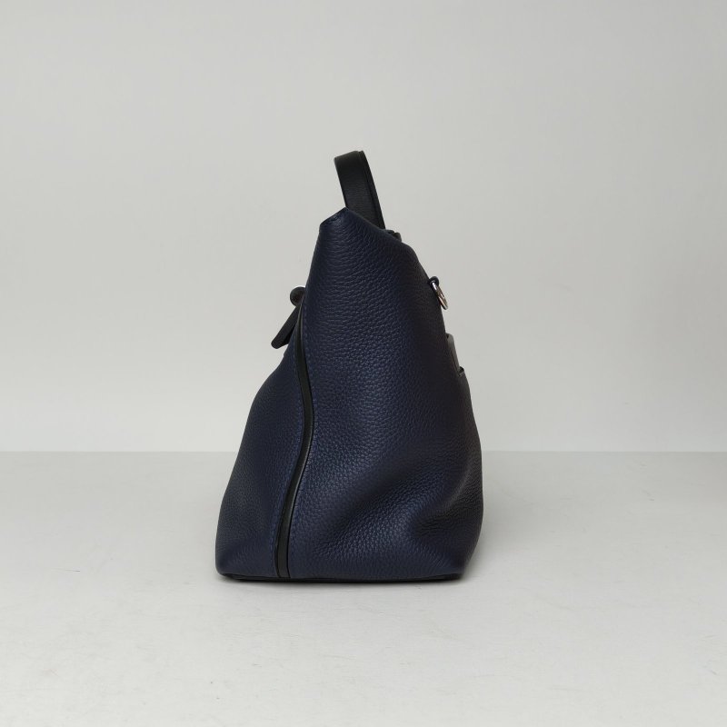 HERMES 24242989黑色拼2Z午夜藍Togo皮/Swift皮D刻銀扣肩背包-1