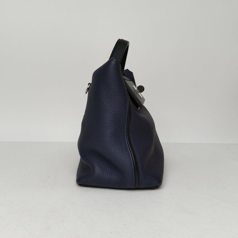 HERMES 24242989黑色拼2Z午夜藍Togo皮/Swift皮D刻銀扣肩背包-3