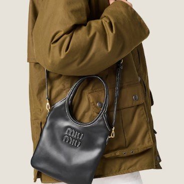 ::miumiu:: 黑亮漆皮IVY MINI托特包-0