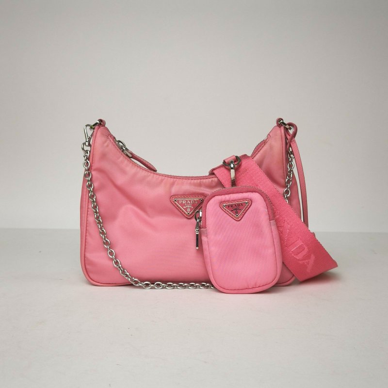 PRADA Hobo三合一粉色尼龍肩背包-0