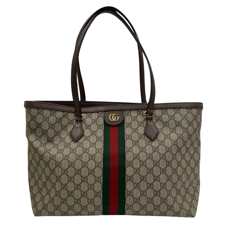 GUCCI 古馳 631685 GG CANVAS TOTE BAG 帆布老花托特包 棕色 金釦-0