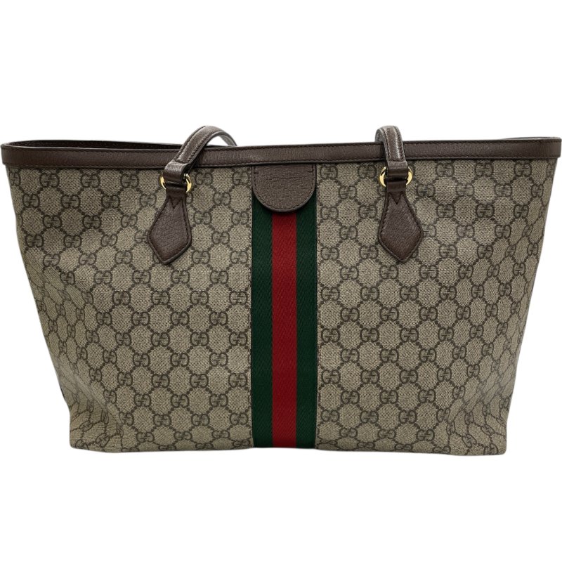 GUCCI 古馳 631685 GG CANVAS TOTE BAG 帆布老花托特包 棕色 金釦-1