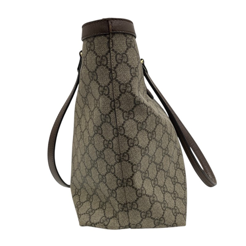 GUCCI 古馳 631685 GG CANVAS TOTE BAG 帆布老花托特包 棕色 金釦-2