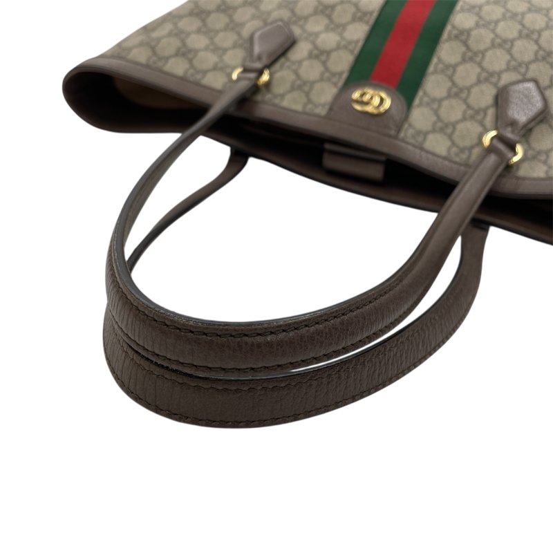 GUCCI 古馳 631685 GG CANVAS TOTE BAG 帆布老花托特包 棕色 金釦-9