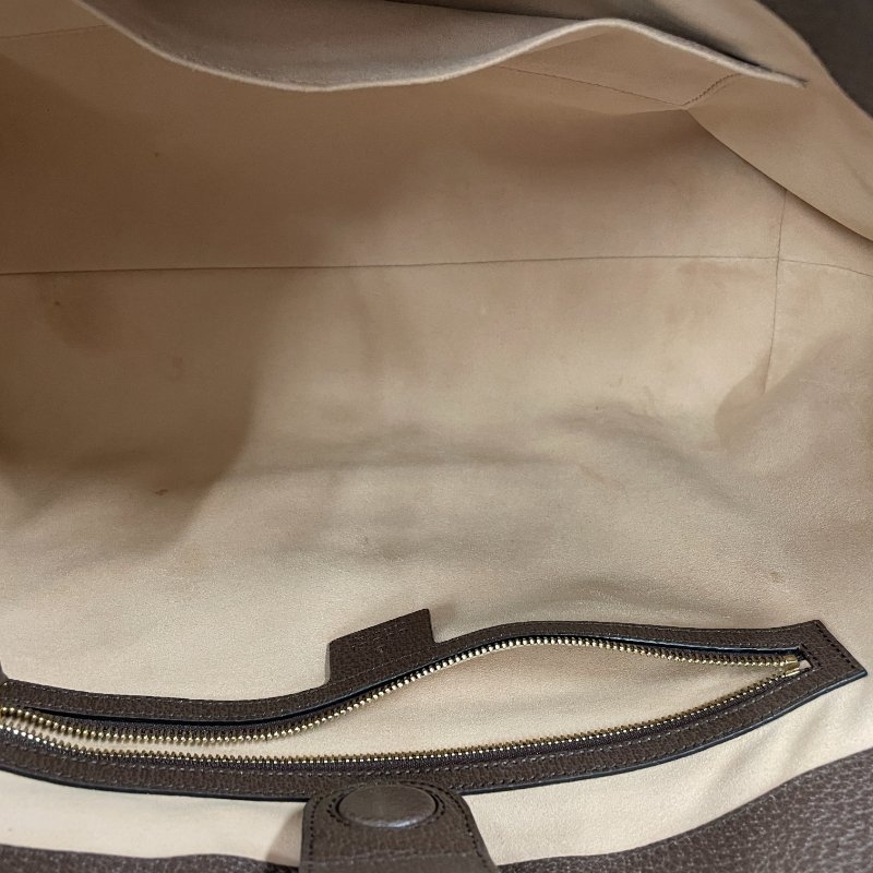 GUCCI 古馳 631685 GG CANVAS TOTE BAG 帆布老花托特包 棕色 金釦-11