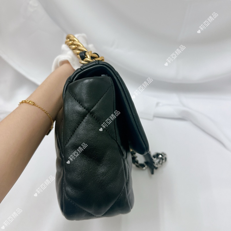 莉亞精品♡ Chanel 黑金19bag 二手美包-5